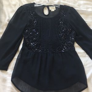Sheer jeweled blouse